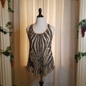 No Bounderies brown and tan zebra striped t back size XL